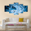 heavy traffic closeup, vehicles motion blur on viaduct with blue tone  multi panel canvas wall art