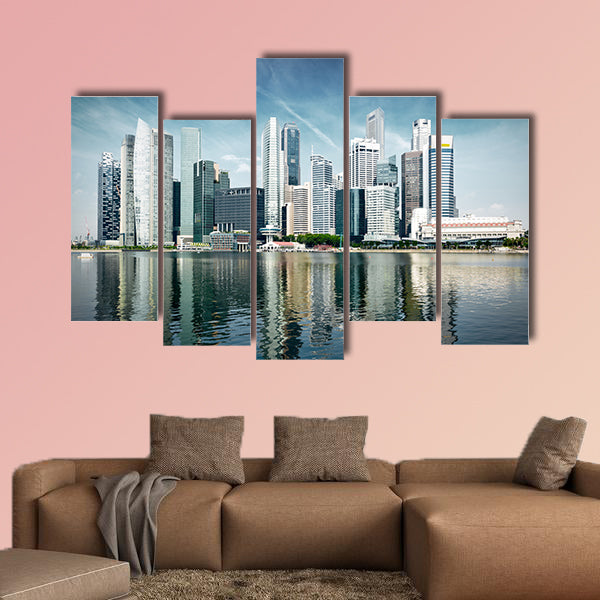Modern city skyline multi panel canvas wall art