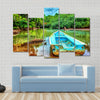 Old boat in tropical river, perfect place for fishing, Multi panel canvas wall art