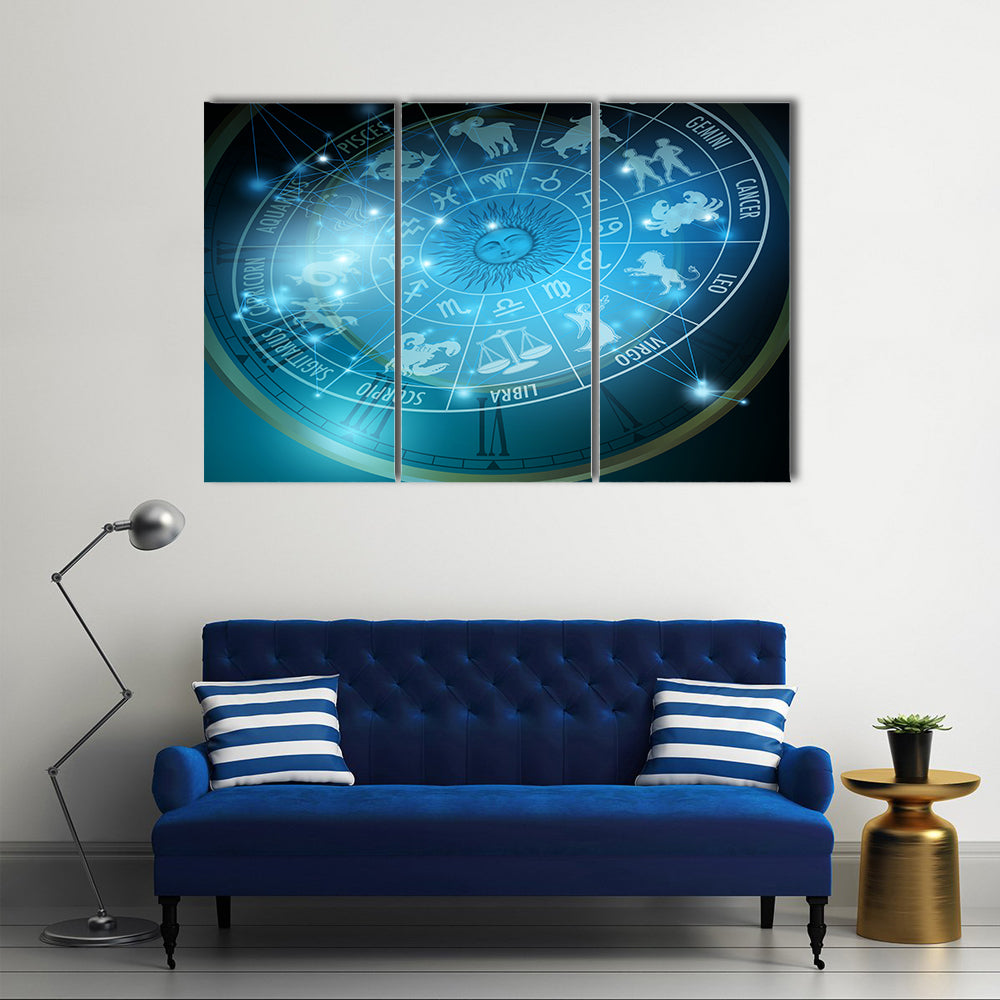Vector Illustration Of Zodiac Stars Multi Panel Canvas Wall Art