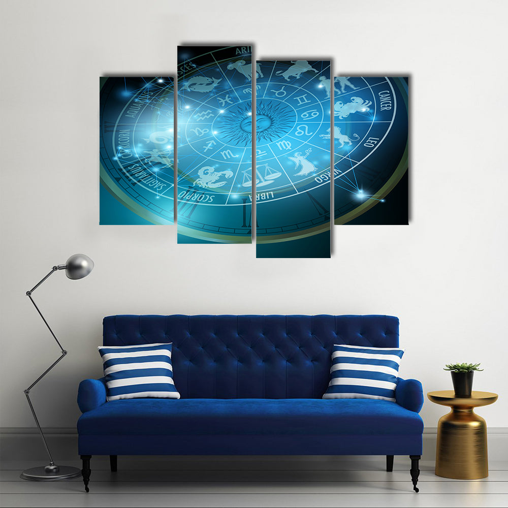 Vector Illustration Of Zodiac Stars Multi Panel Canvas Wall Art
