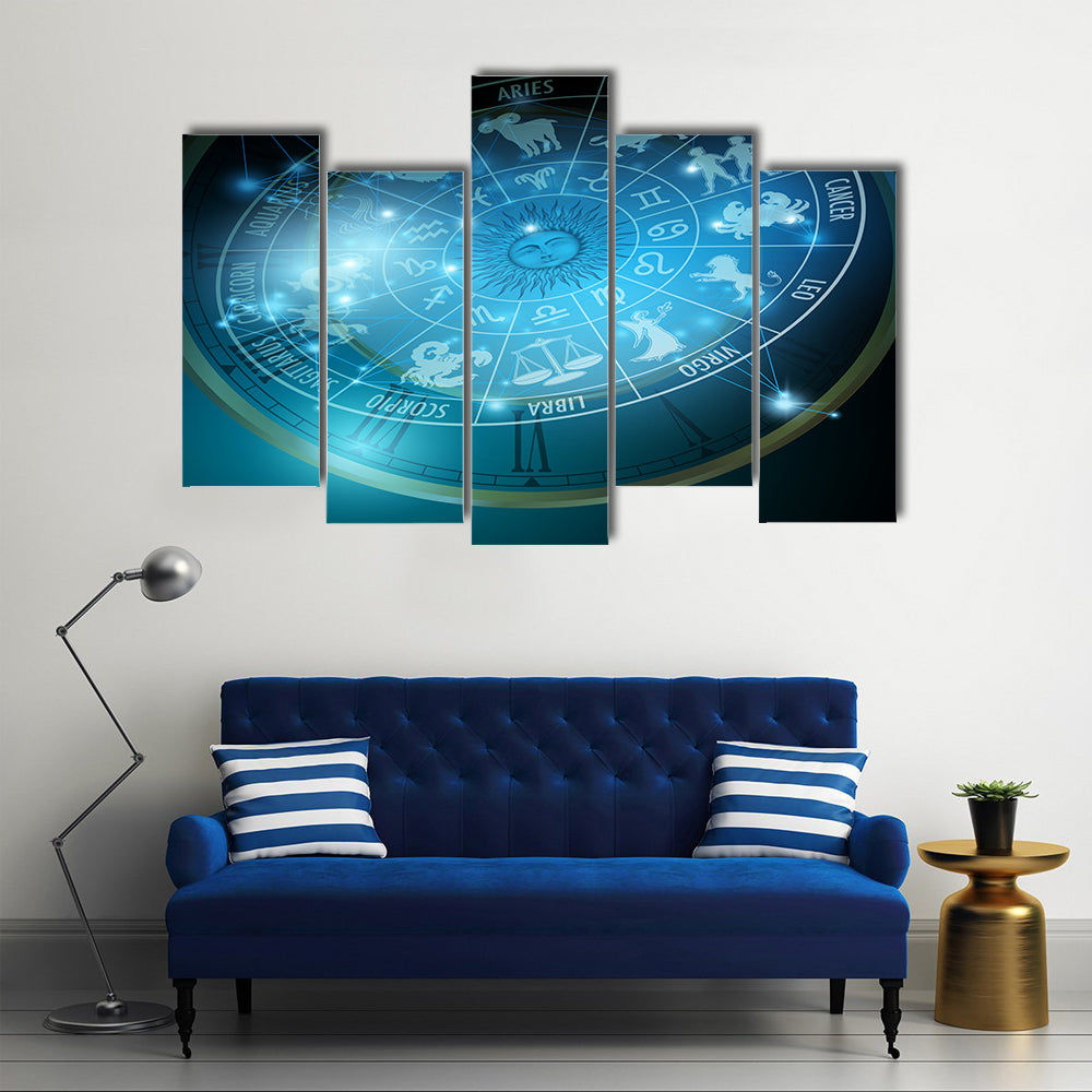 Vector Illustration Of Zodiac Stars Multi Panel Canvas Wall Art