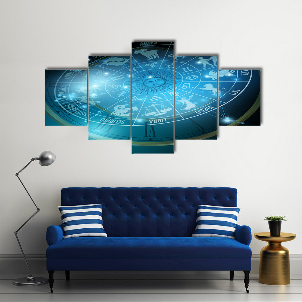 Vector Illustration Of Zodiac Stars Multi Panel Canvas Wall Art