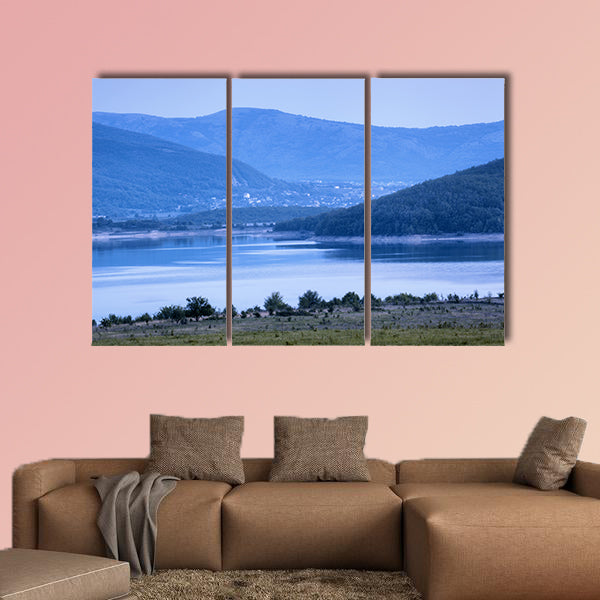 Beautiful landscape, the sunset in the mountains in summer multi panel canvas wall art