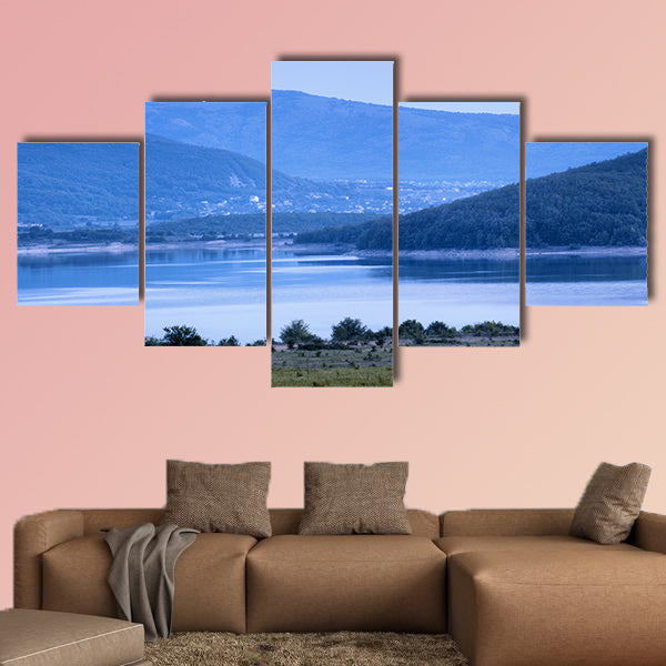 Beautiful landscape, the sunset in the mountains in summer multi panel canvas wall art