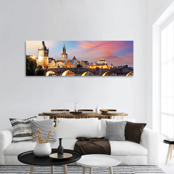 Prague Charles bridge, Czech Republic panoramic canvas wall art