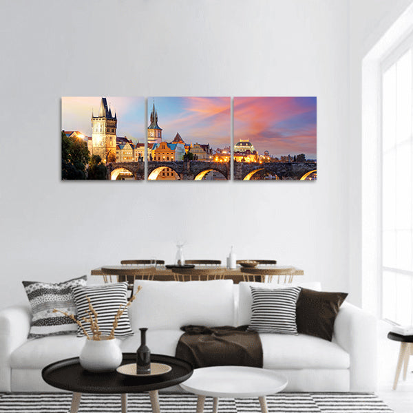 Prague Charles bridge, Czech Republic panoramic canvas wall art