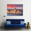 Budapest parliament at dramatic sunrise Multi Panel Canvas Wall Art