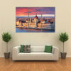 Budapest parliament at dramatic sunrise Multi panel canvas wall art