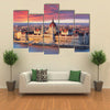 Budapest parliament at dramatic sunrise Multi panel canvas wall art