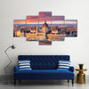 Budapest parliament at dramatic sunrise Multi Panel Canvas Wall Art