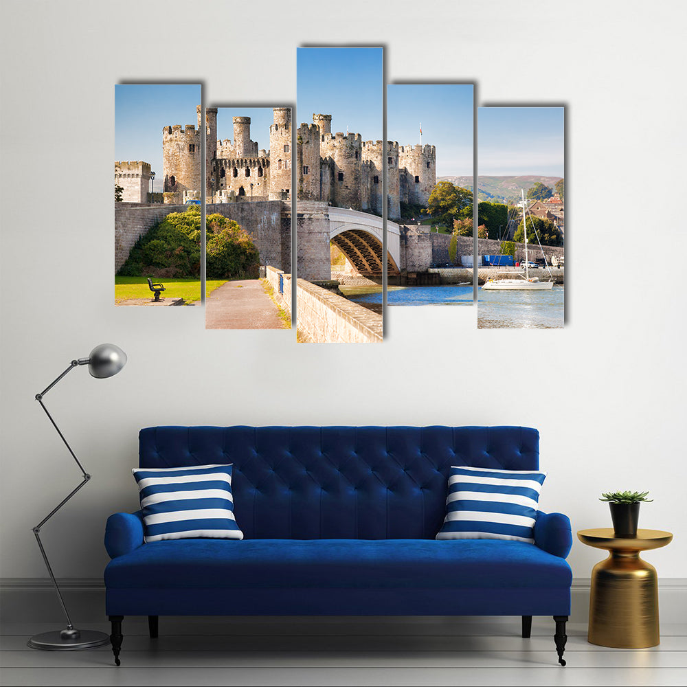 Famous Conwy Castle in Wales, United Kingdom Multi Panel Canvas Wall Art