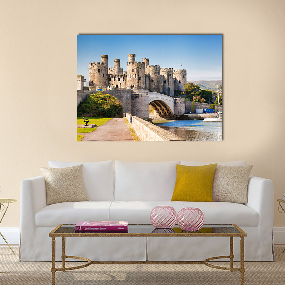 Famous Conwy Castle in Wales, United Kingdom, series of Walesh castles Multi Panel Canvas Wall Art