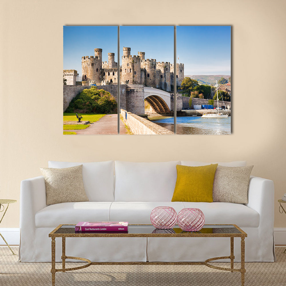 Famous Conwy Castle in Wales, United Kingdom, series of Walesh castles Multi Panel Canvas Wall Art