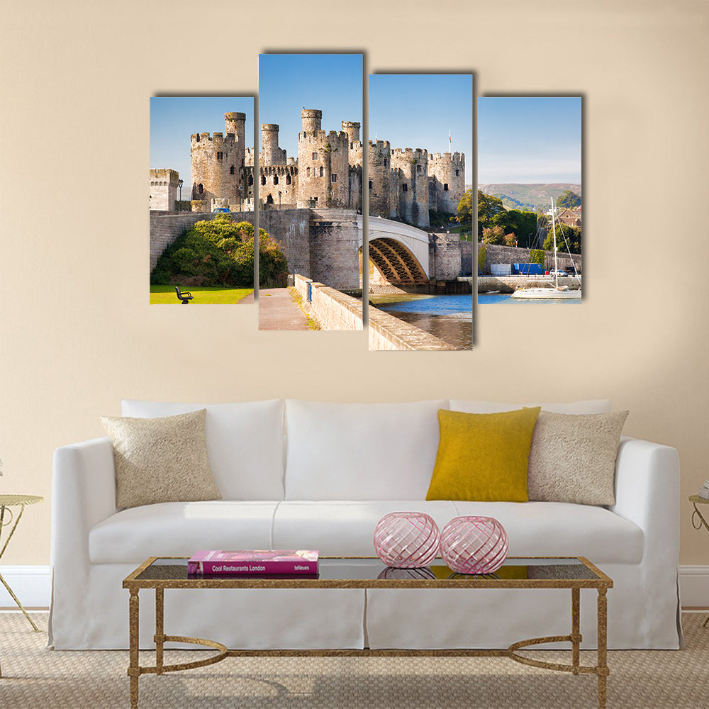 Famous Conwy Castle in Wales, United Kingdom, series of Walesh castles Multi Panel Canvas Wall Art