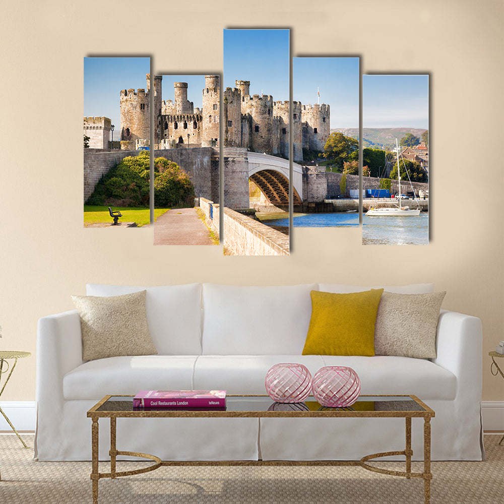 Famous Conwy Castle in Wales, United Kingdom, series of Walesh castles Multi Panel Canvas Wall Art