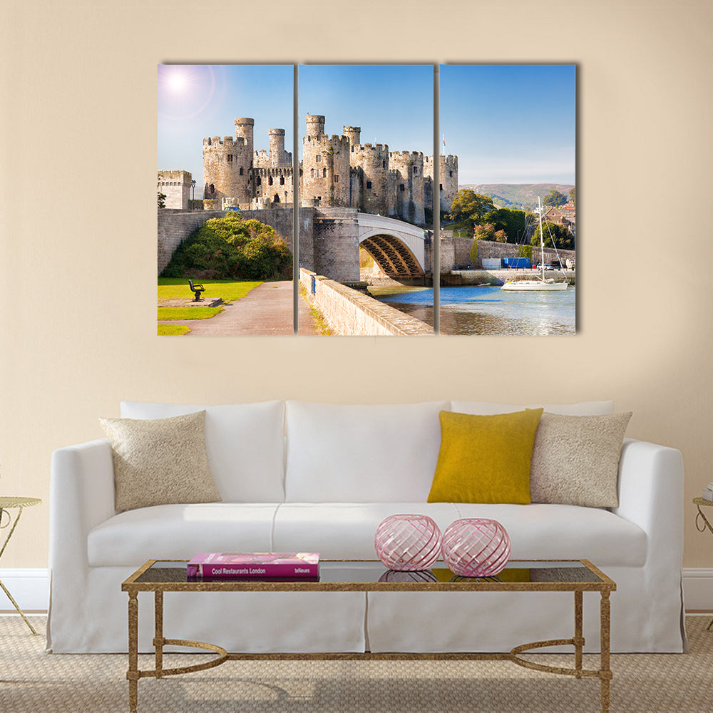 Famous Conwy Castle in Wales, United Kingdom Multi Panel Canvas Wall Art