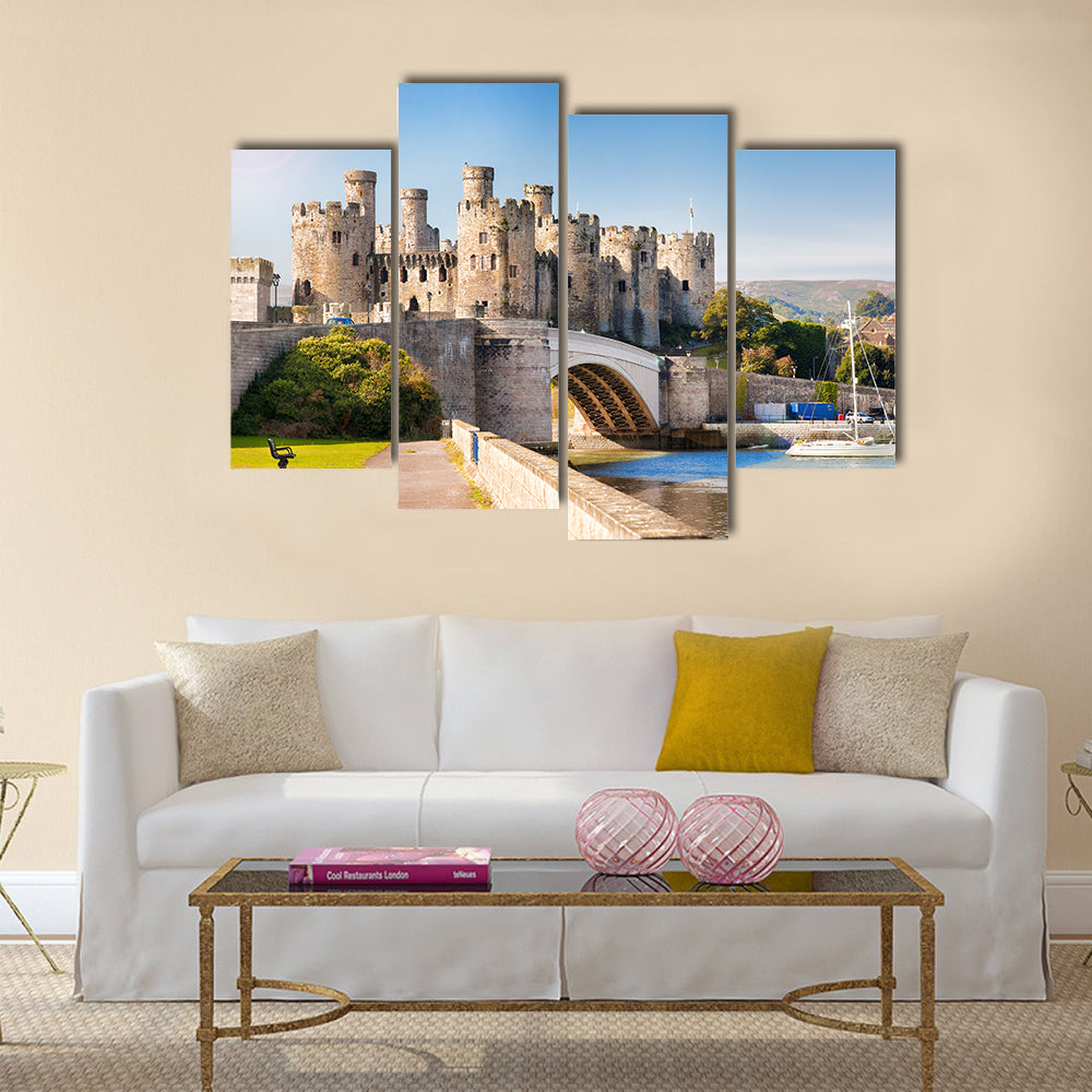 Famous Conwy Castle in Wales, United Kingdom Multi Panel Canvas Wall Art