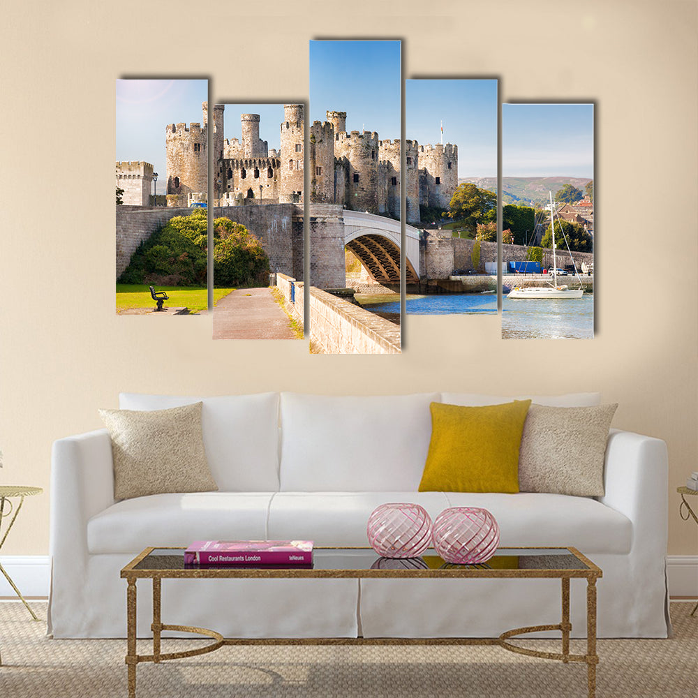 Famous Conwy Castle in Wales, United Kingdom Multi Panel Canvas Wall Art