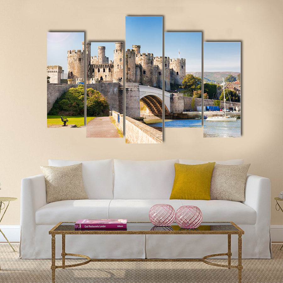 Famous Conwy Castle in Wales, United Kingdom Multi Panel Canvas Wall Art