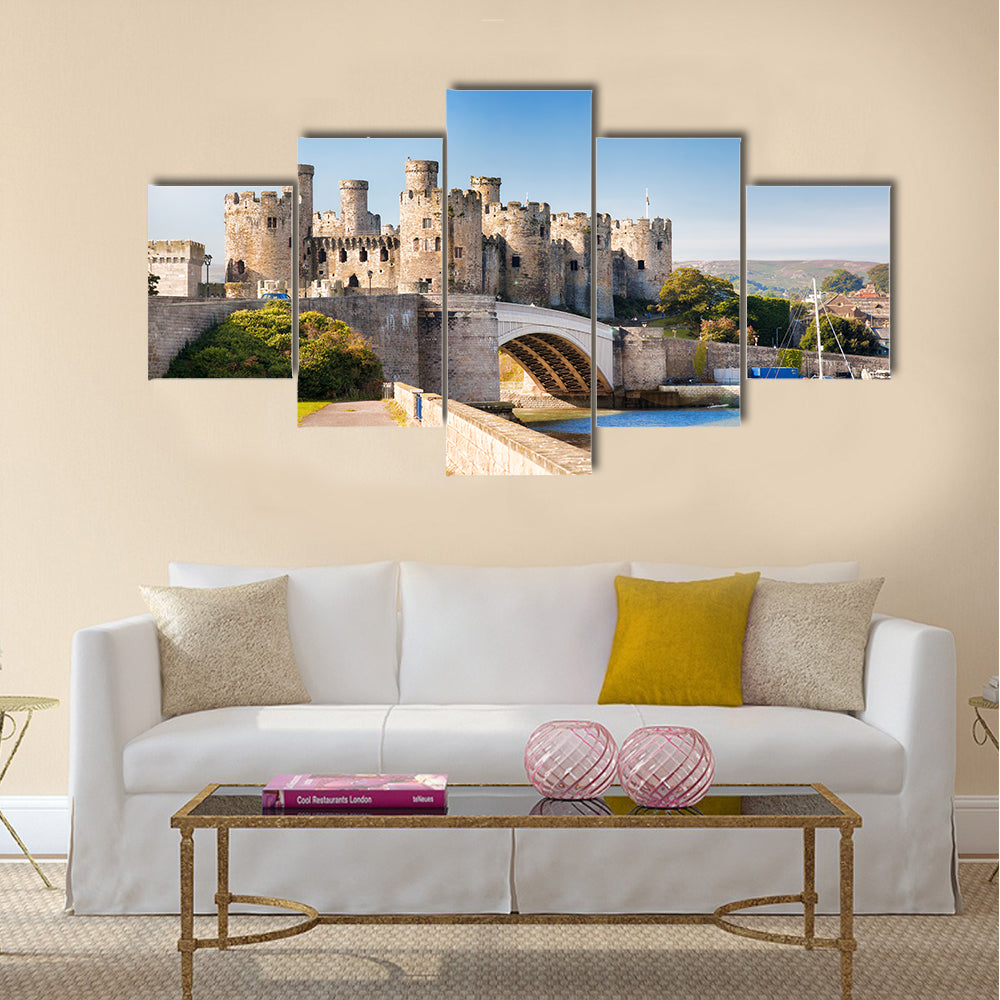 Famous Conwy Castle in Wales, United Kingdom Multi Panel Canvas Wall Art