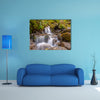 Rainforest waterfall long exposure image in lush tropical forest multi panel canvas wall art