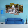 Rainforest waterfall long exposure image in lush tropical forest multi panel canvas wall art