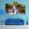 Rainforest waterfall long exposure image in lush tropical forest multi panel canvas wall art