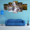 Rainforest waterfall long exposure image in lush tropical forest multi panel canvas wall art