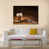 Paper cup of coffee with smoke and coffee beans Multi Panel Canvas Wall Art