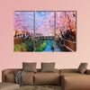 Cherry blossoms at night, Busan city in South Korea multi panel canvas wall art