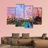 Cherry blossoms at night, Busan city in South Korea multi panel canvas wall art