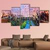 Cherry blossoms at night, Busan city in South Korea multi panel canvas wall art