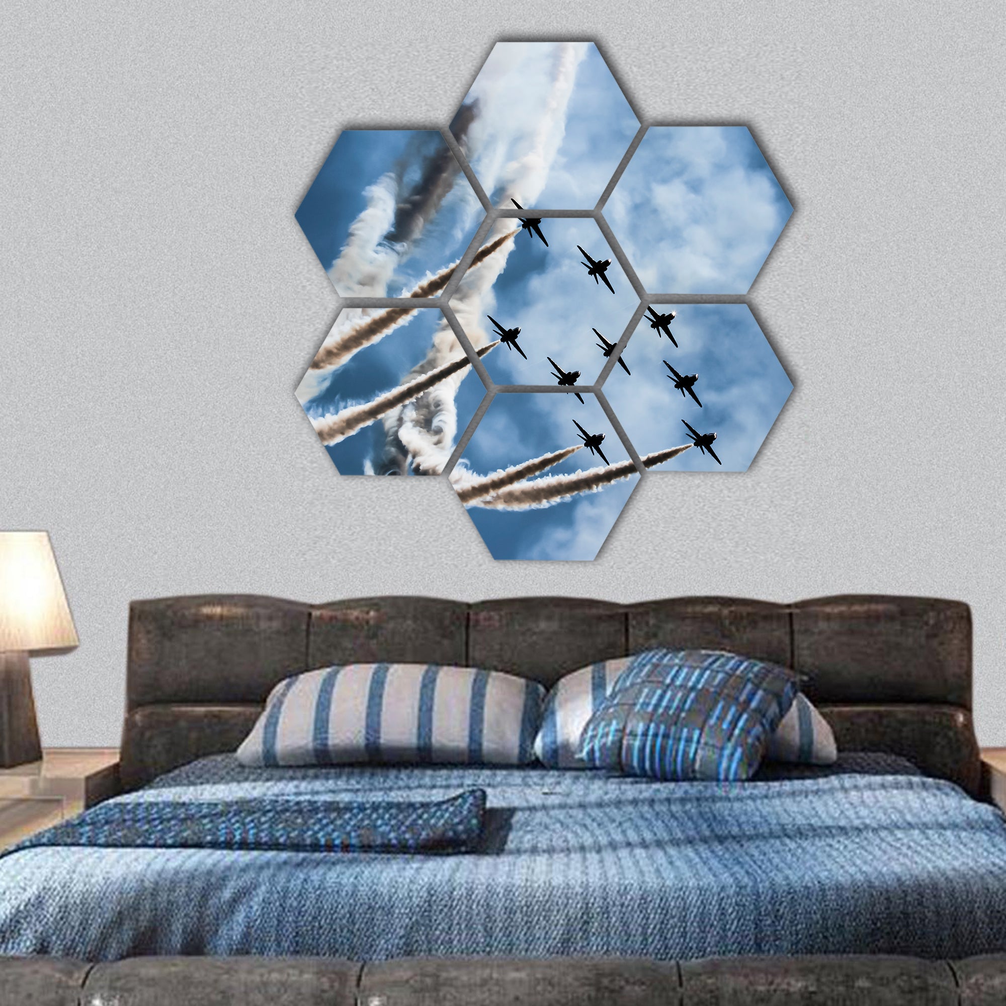 Show of force jets hexagonal canvas wall art
