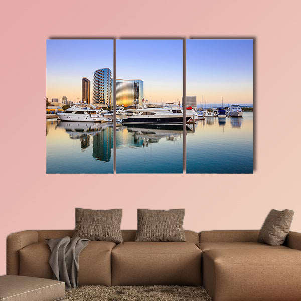 City View with Marina Bay at San Diego, California USA multi panel canvas wall art