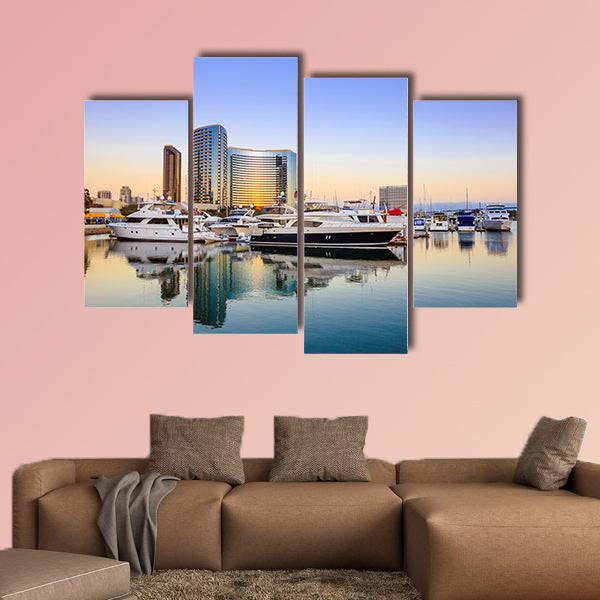 City View with Marina Bay at San Diego, California USA multi panel canvas wall art