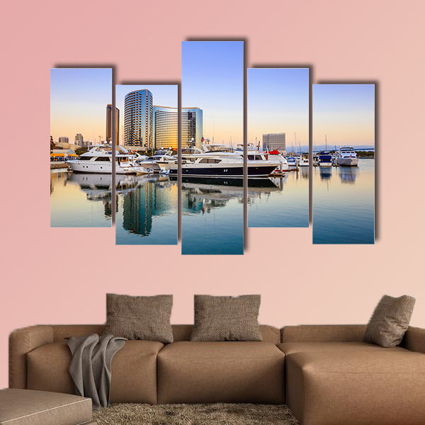 City View with Marina Bay at San Diego, California USA multi panel canvas wall art