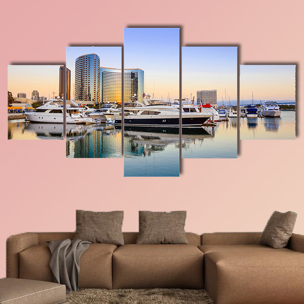 City View with Marina Bay at San Diego, California USA multi panel canvas wall art
