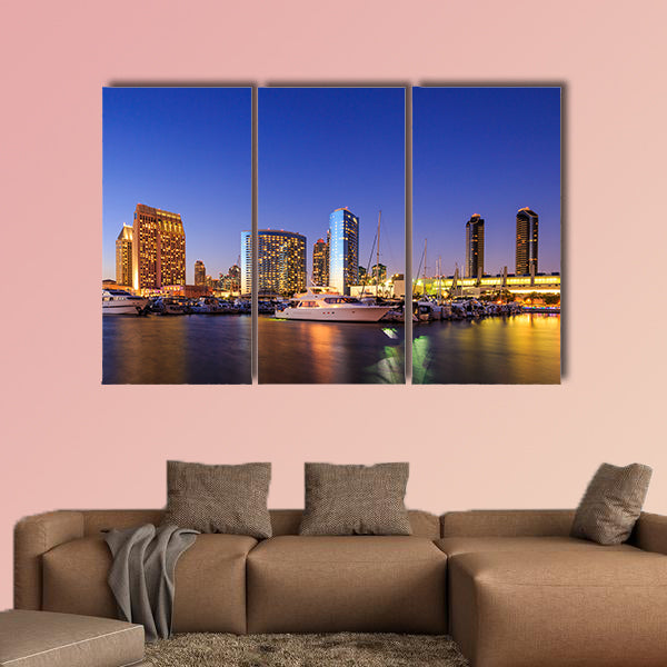 City View with Marina Bay at San Diego, California USA multi panel canvas wall art