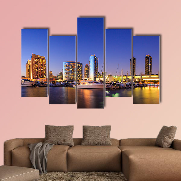 City View with Marina Bay at San Diego, California USA multi panel canvas wall art