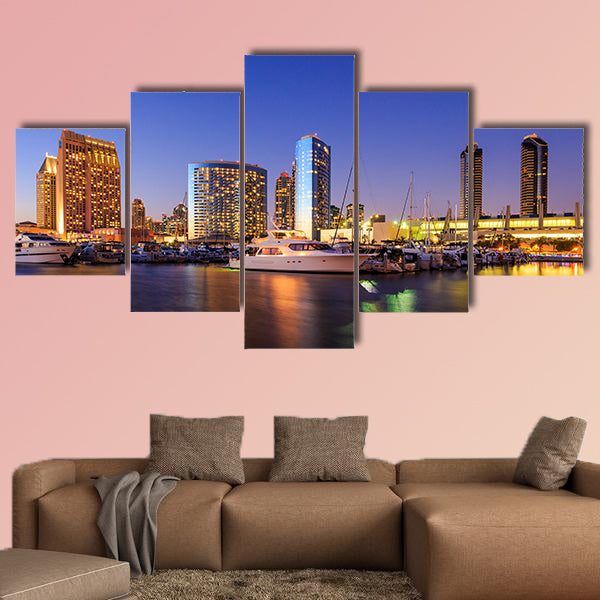 City View with Marina Bay at San Diego, California USA multi panel canvas wall art