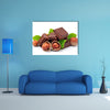 Chocolate with hazelnuts closeup Multi panel canvas wall art