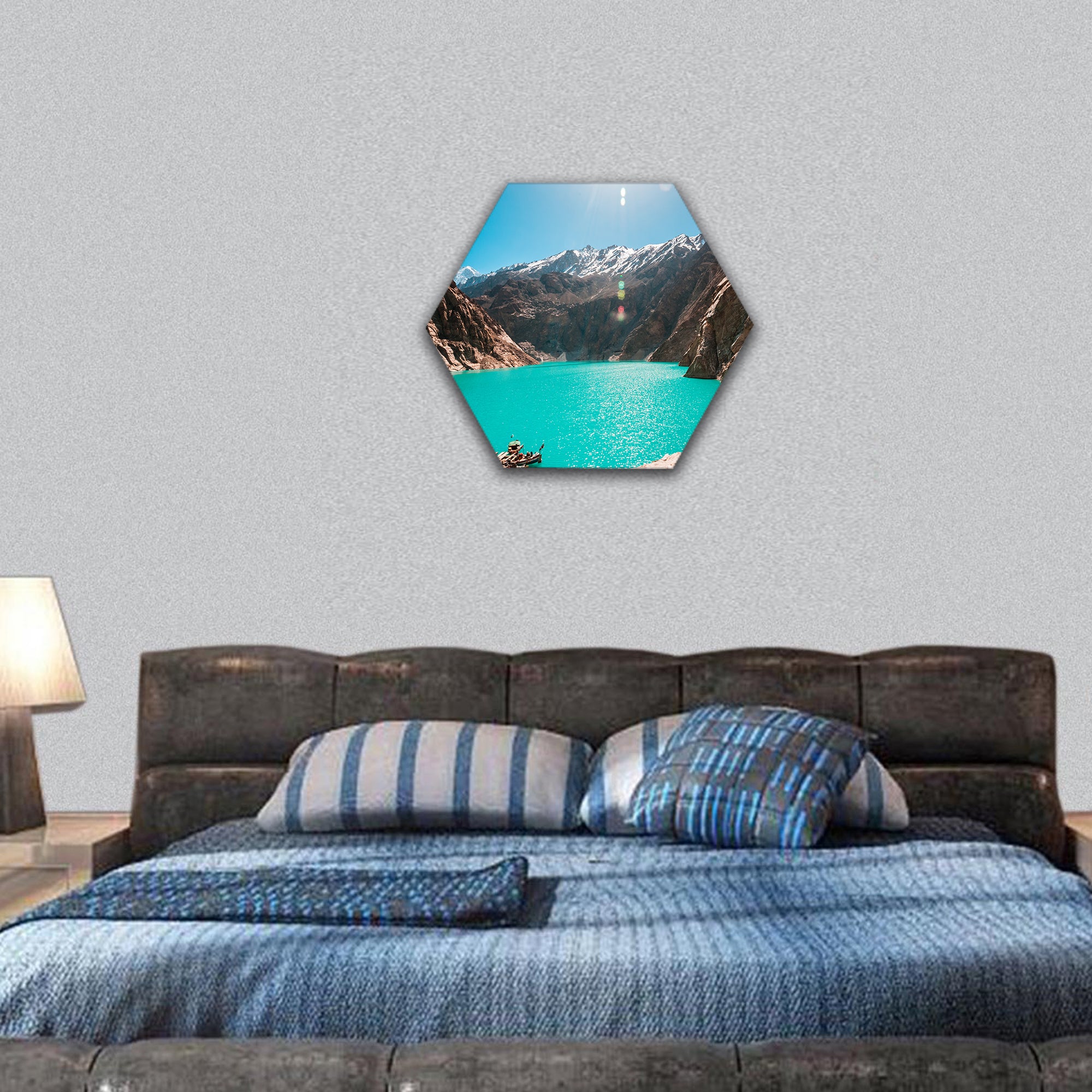 Attabad Lake in Northern Pakistan hexagonal canvas wall art