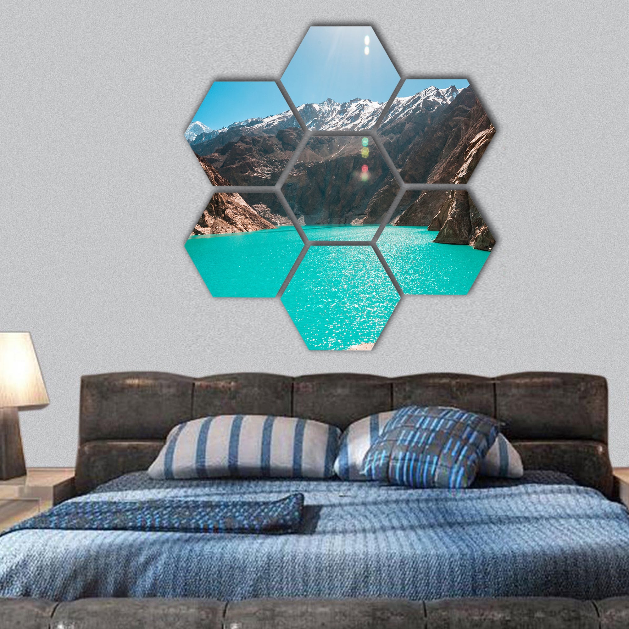 Attabad Lake in Northern Pakistan hexagonal canvas wall art