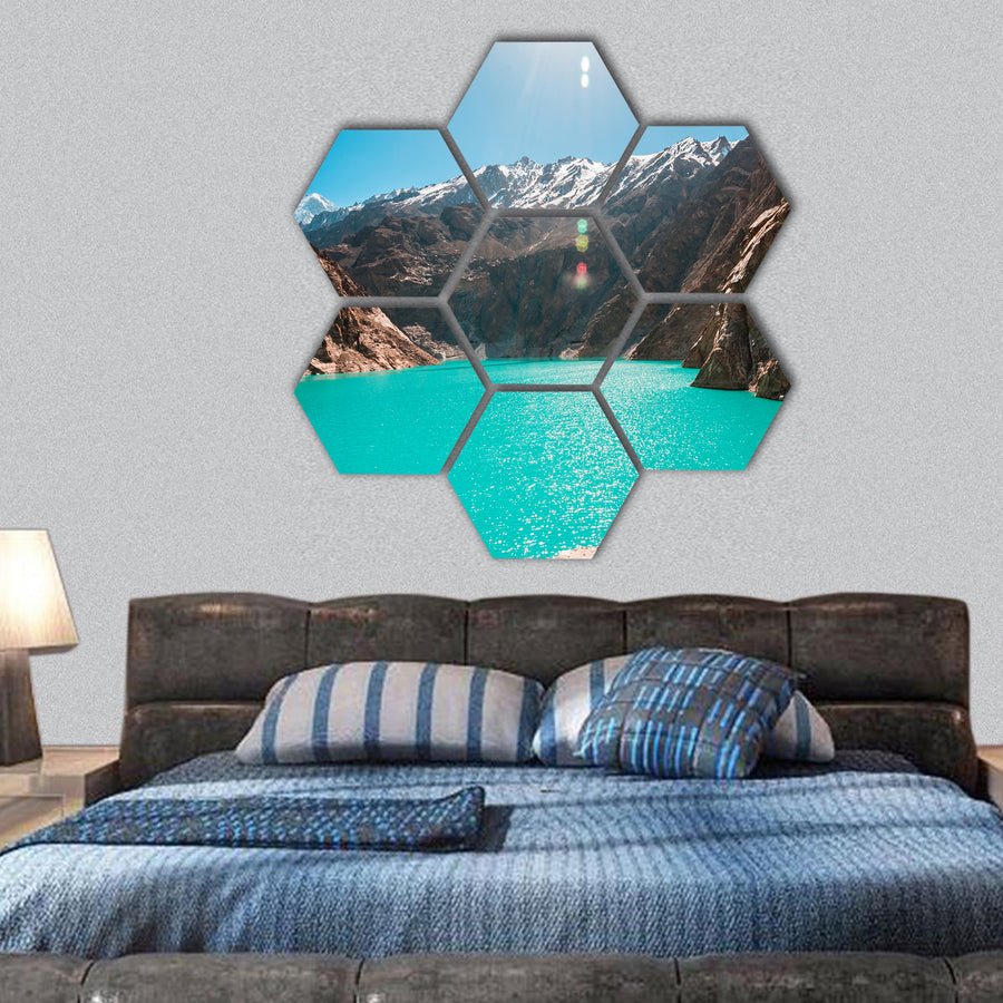 Attabad Lake in Northern Pakistan hexagonal canvas wall art