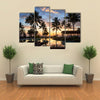 Beautiful Sunset Palm Trees Beach Bar Fiji multi panel canvas wall art