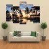 Beautiful Sunset Palm Trees Beach Bar Fiji multi panel canvas wall art