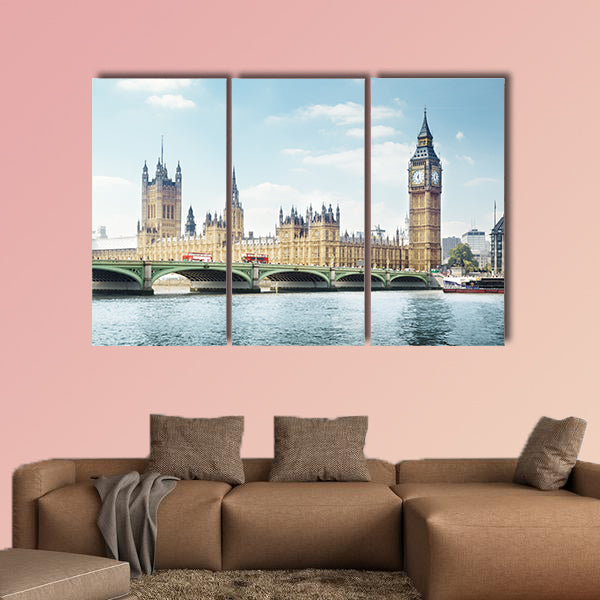 Big Ben in sunny day, London Multi panel canvas wall art