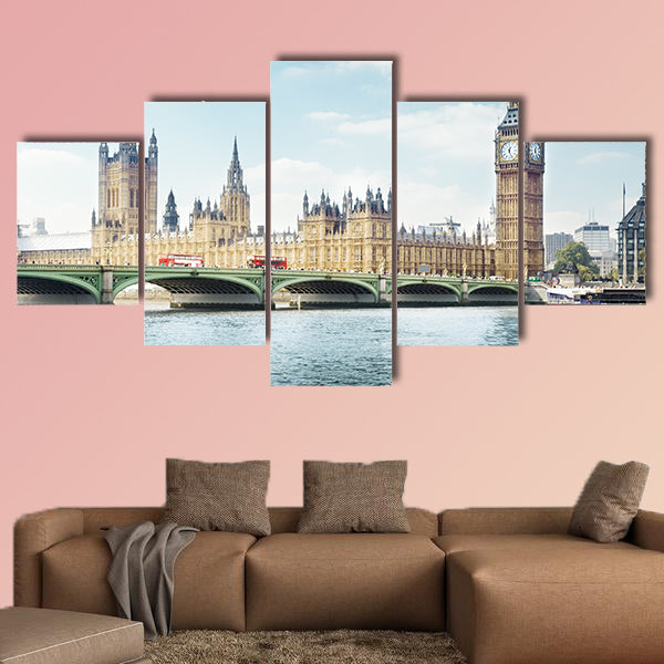 Big Ben in sunny day, London Multi panel canvas wall art