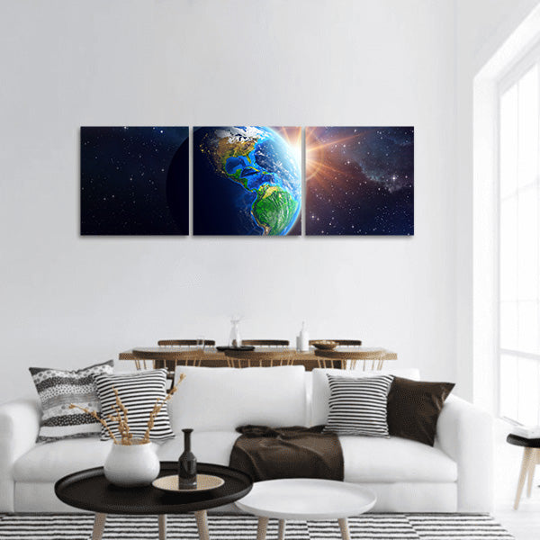 Illuminated face of the Earth Space Nasa in America panoramic canvas wall art